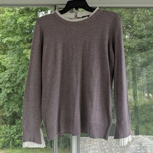 Lilac Sweater with White Pleat Detail NWT